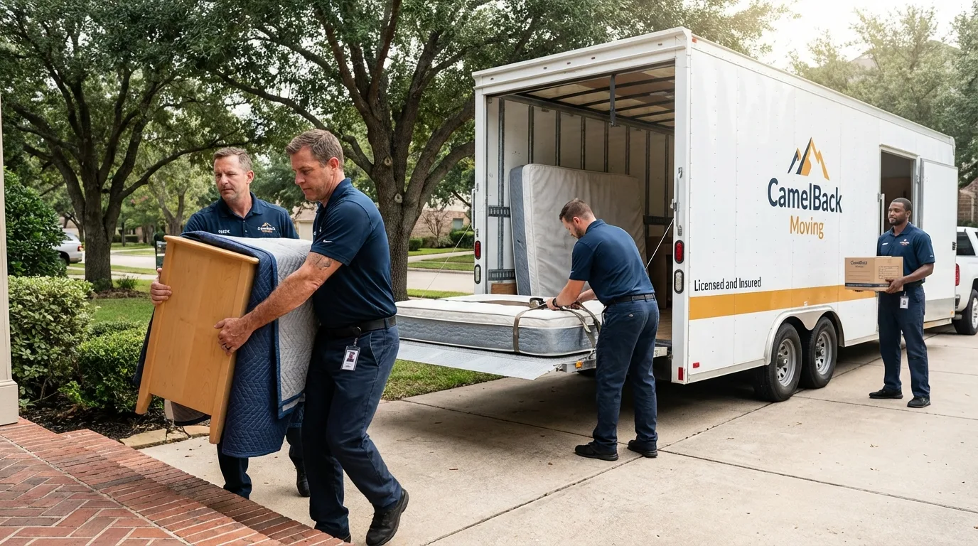 Crew loading residential truck for cross-state move from Coalville, UT