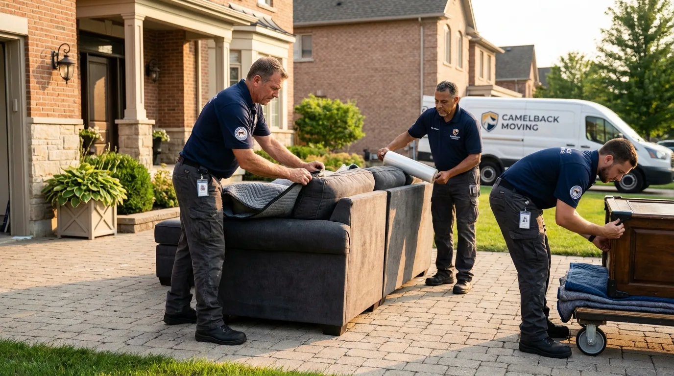 Large estate moving crew wrapping furniture in Coalville, UT